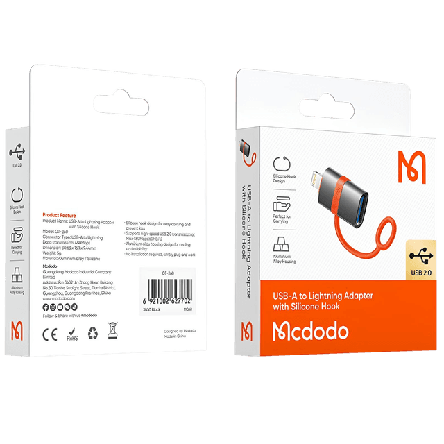 مبدل OTG یو اس بی به تایپ سی مک دودو مدل MCDODO USB-A to USB-C adapter with silicone hook