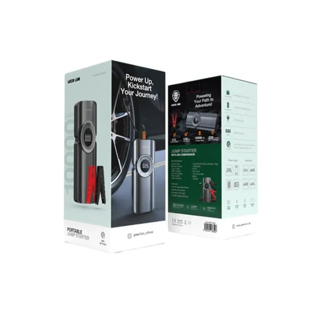جامپ استارتر و پمپ باد همراه هوشمند گرین لاین مدل Green Lion Portable Jump Starter & Inflator