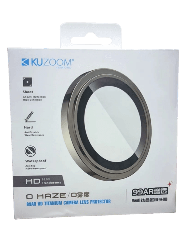 گلس محافظ لنز دوربین KUZOOM مدل 99ar hd titanium مناسب iPhone 16 pro / 16 pro max