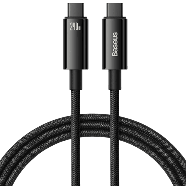 کابل شارژ 240 وات تایپ سی به تایپ سی باسیوس مدل BASEUS tungsten gold fast charging data cable TYPE-C to TYPE-C 240w