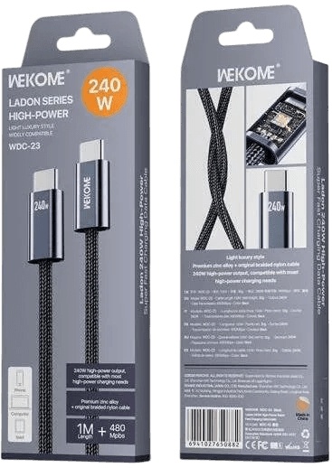 کابل TYPE-C به TYPE-C WEKOME مدل WDC-23 240 وات