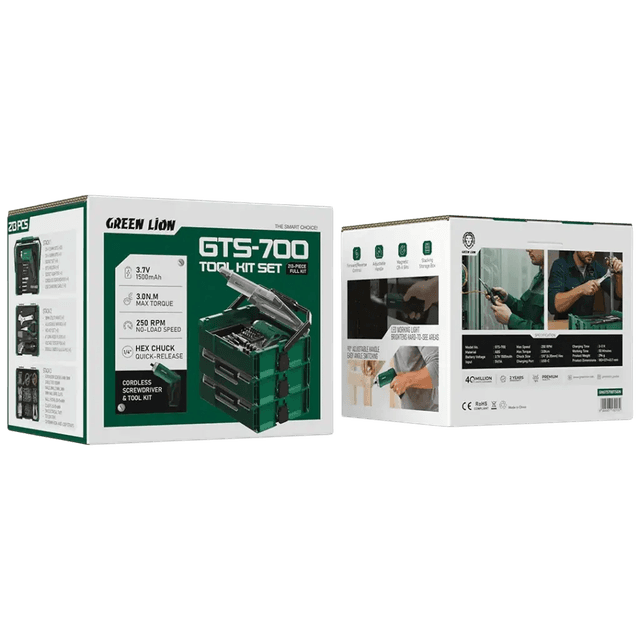 ست ابزار 213 تکه گرین لاین مدل GTS‑700 با پیچ‌گوشتی شارژی