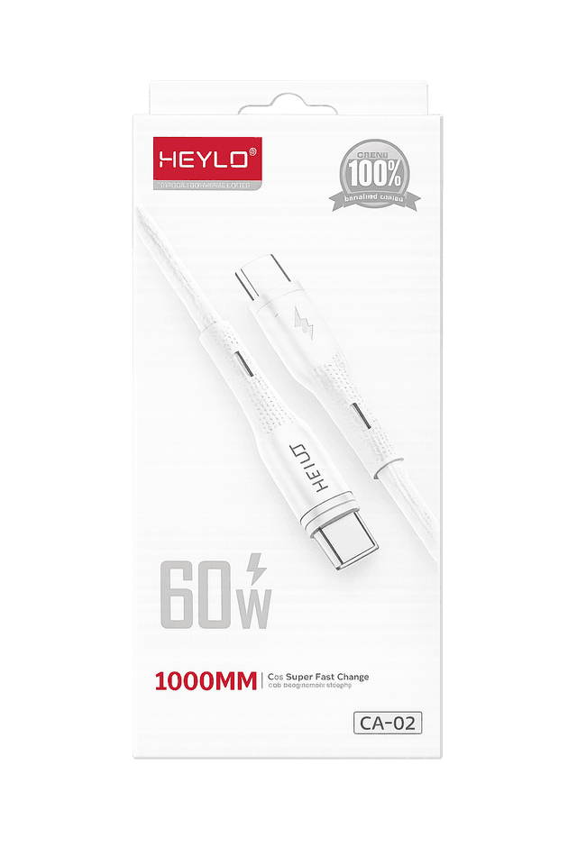 کابل شارژ 60 وات HEYLO مدل USB-C به USB-C