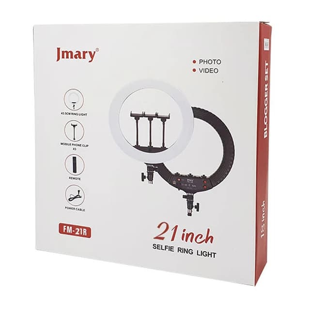 رینگ لایت جی ماری Jmary مدل FM-21R سایز 21 اینچ (52 سانتی‌متر) همراه با ریموت کنترل