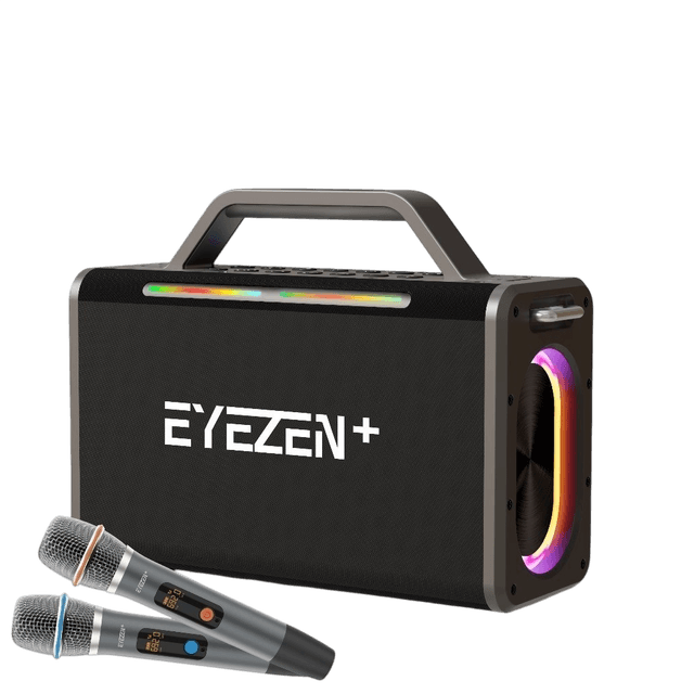 اسپیکر چمدانی با رقص نور و کارائوکه آی‌زن مدل Eyezen ES-15 (به همراه ۲ میکروفون)